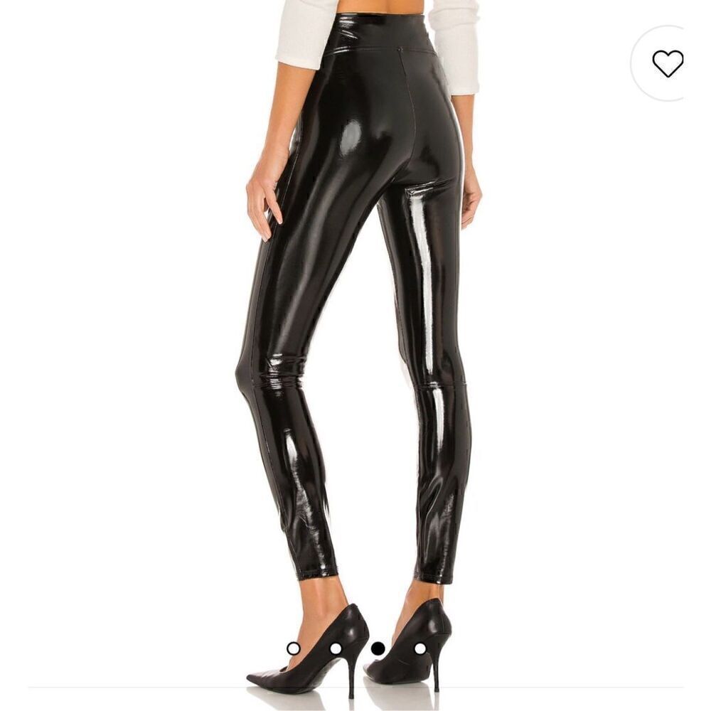 Spanx Vegan Faux Black Patent Leather High Waisted Pull-On Legging Pants XL